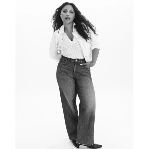 MADEWELL $148 The Curvy Perfect Vintage Wide-Leg Jeans Harvey Wash Size 26P - Picture 6 of 16